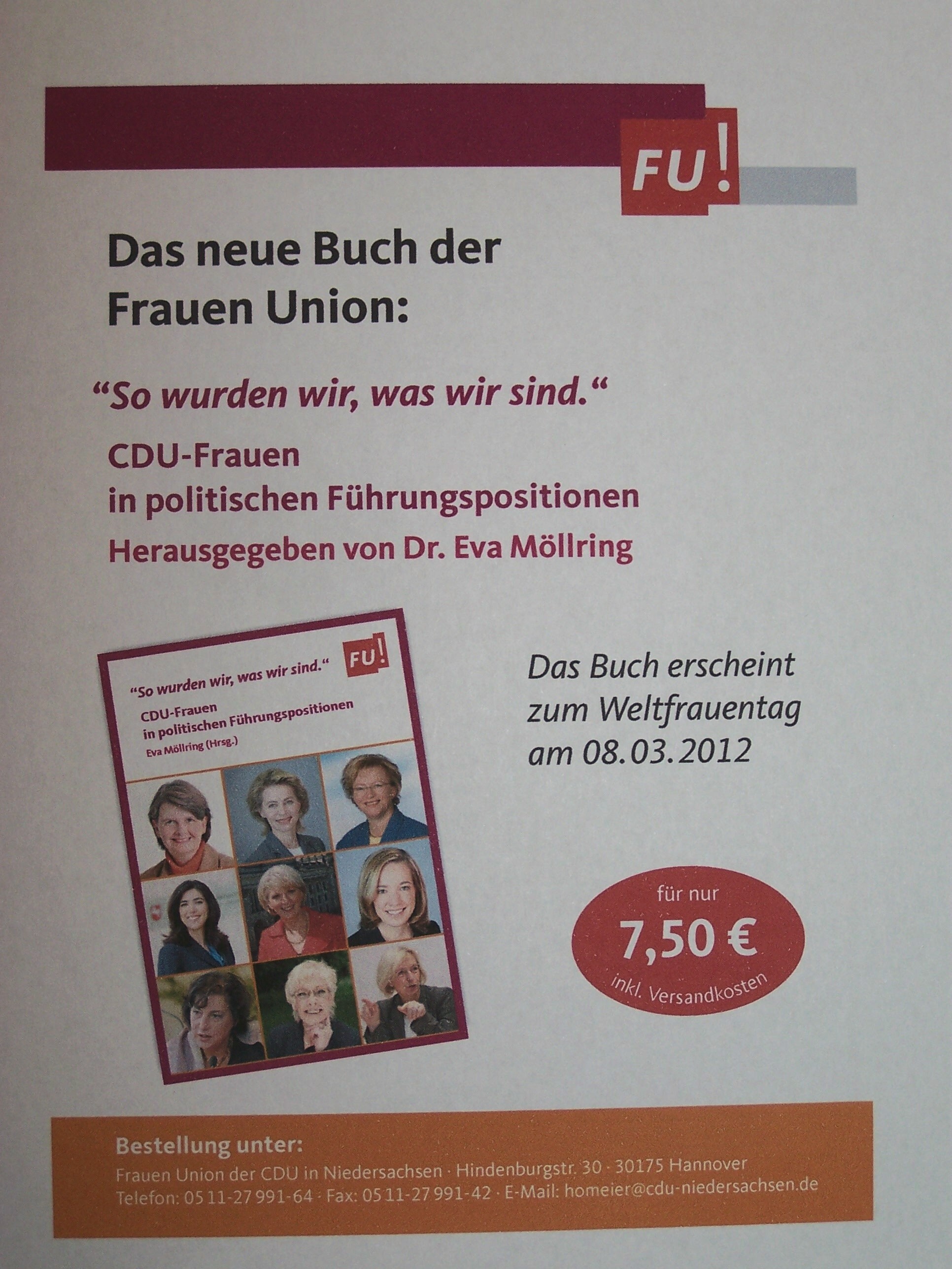 Die Frauen Union hat ein Buch zum Weltfrauentag herausgegeben.